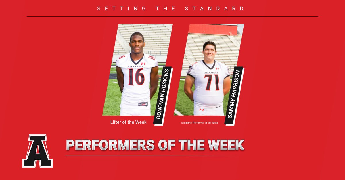 Setting A Standard of Excellence!!! 

We would like to acknowledge our performers of the week! 

Lifter of the Week: <a href="/5k_dono/">Donovan Hoskins</a> 

Academic Athlete: <a href="/SammyHa59589250/">Sammy Harrison</a> 

<a href="/Odowns/">Olten Downs</a> <a href="/CoachSandersFB/">Kyle Sanders</a> <a href="/kelbodean/">Kelby</a> <a href="/CoachMo25/">Morris Mitchell, Ed.S</a>