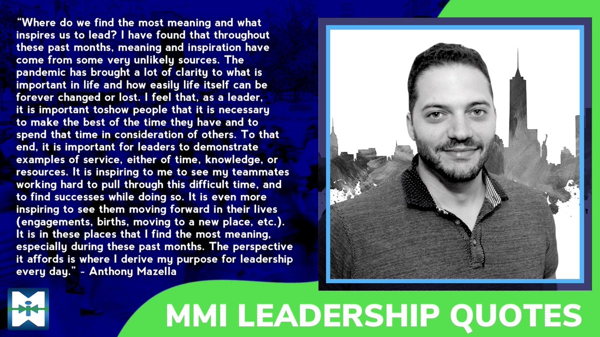 ITMMI's tweet photo. **Leadership Quote** 
"I feel that, as a a leader, it is important to show people that it is necessary to make the best of the time they have and to spend that time in the consideration of others" - Anthony Mazella

#mondaymotivation #leadershipquotes https://t.co/ezFNpY3BW3