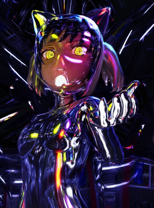 未来のツルテカでピカピカの透明マスクの人。 