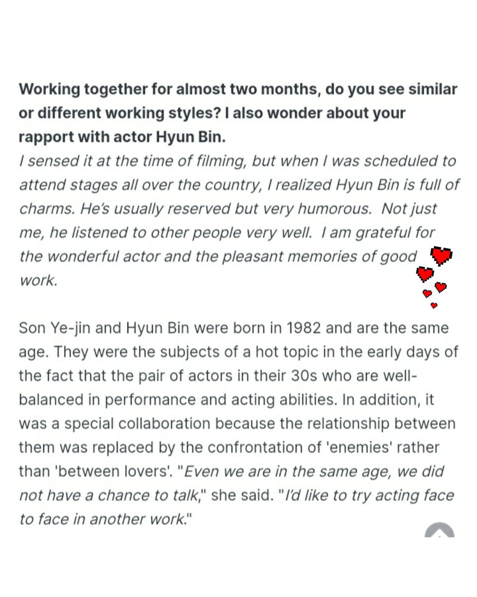 __lilleona's tweet photo. ".. I realized Hyun Bin is full of charms. He's usually reserved but very humorous. Not just me, he listened to other people very well. I am grateful.. " -- Son Ye Jin, Oct 2018 💕

#BinJin #현손 #현빈 #손예진 https://t.co/y8E1MCm1jw