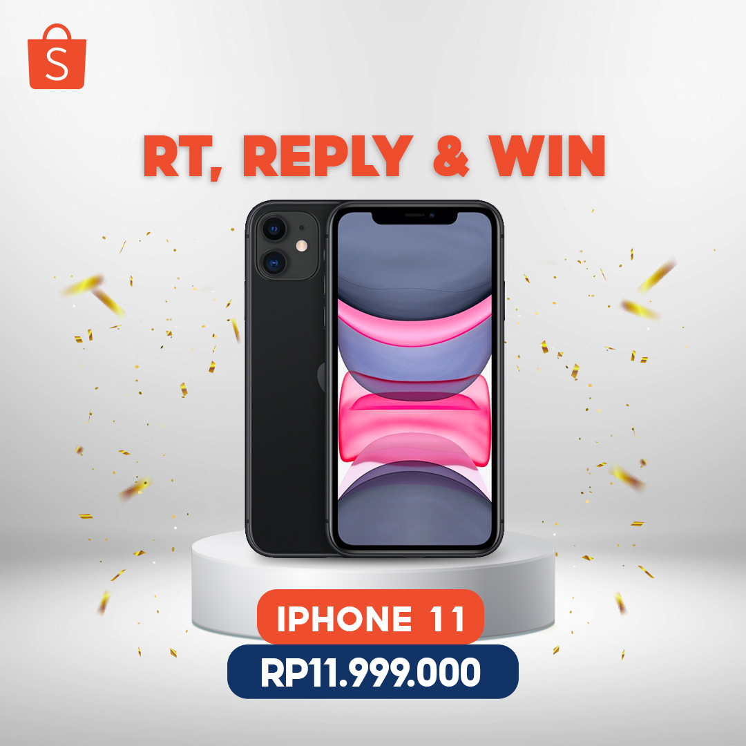 ShopeeID's tweet photo. ✨ GIVEAWAY IPHONE 11 ✨

Sobat Shopee! Untuk memeriahkan Shopee Liga Dangdut, malam ini mimin mau GIVEAWAY IPHONE 11, nih! Caranya:

1. FOLLOW @SHOPEEID
2. RT &amp; LIKE tweet ini
3. REPLY 'SHOPEE LIDA #VoteLIDAdiShopee #ShopeeLigaDangdut #ShopeeGiveawayIPHONE11' SEBANYAK-BANYAKNYA https://t.co/fSIc1DX5cg