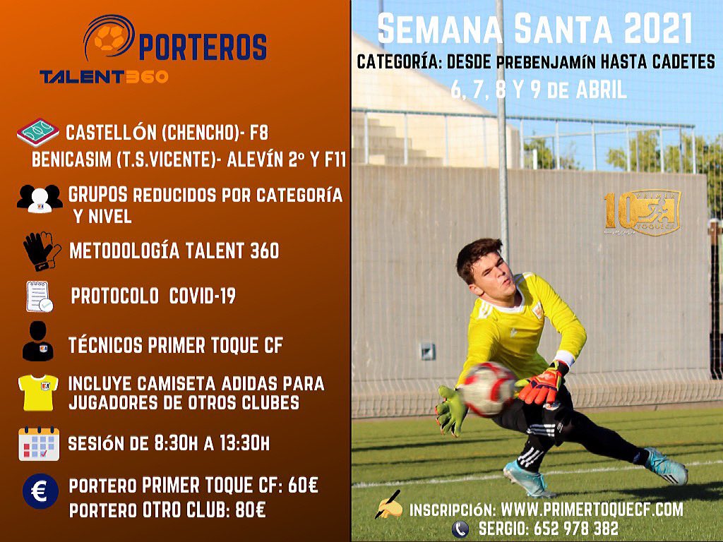 primertoquecf's tweet photo. 🎖TALENT 360 PRIMER TOQUE SEMANA SANTA 2021.

Esta Semana Santa no te quedes sin disfrutar del fútbol ⚽️.

🏟Sedes: Castellón (Chencho) y Benicasim (Mpal. Torre San Vicente).

🚨ABIERTO A JUGADORES DE PRIMER TOQUE CF Y OTROS CLUBES🤩

ℹ️ https://t.co/Y73a4iN4xK https://t.co/BEuQkFBrtW