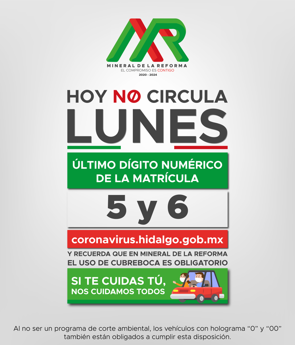 AMineralReforma's tweet photo. La pandemia nos ha llevado a extremar las medidas de prevención con el fin de salvaguardar la salud de las y los mineralreformenses.
En coordinación con el gobierno estatal se optó por reducir la movilidad en el municipio.
#Quenosetepase #MineralDeLaReforma #ElCompromisoEsContigo https://t.co/FO4RvgH8GU