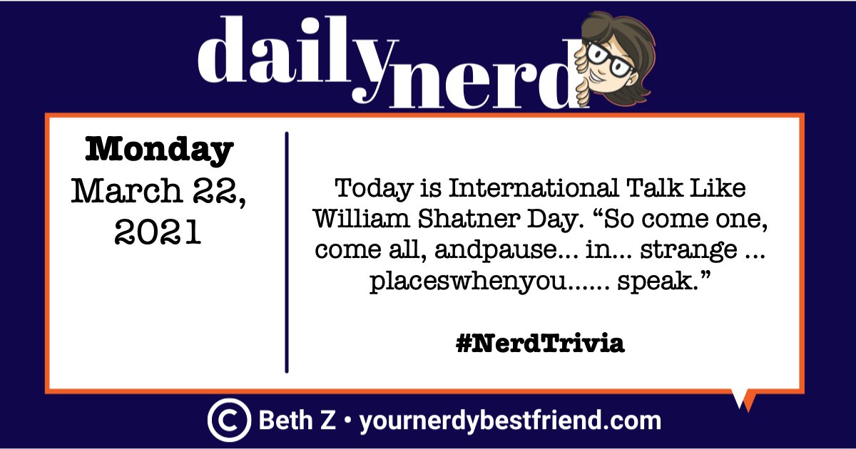NerdyBFF's tweet photo. It's #TalkLikeWilliamShatnerDay! @WilliamShatner #NerdTrivia https://t.co/7PxQdIZxB4