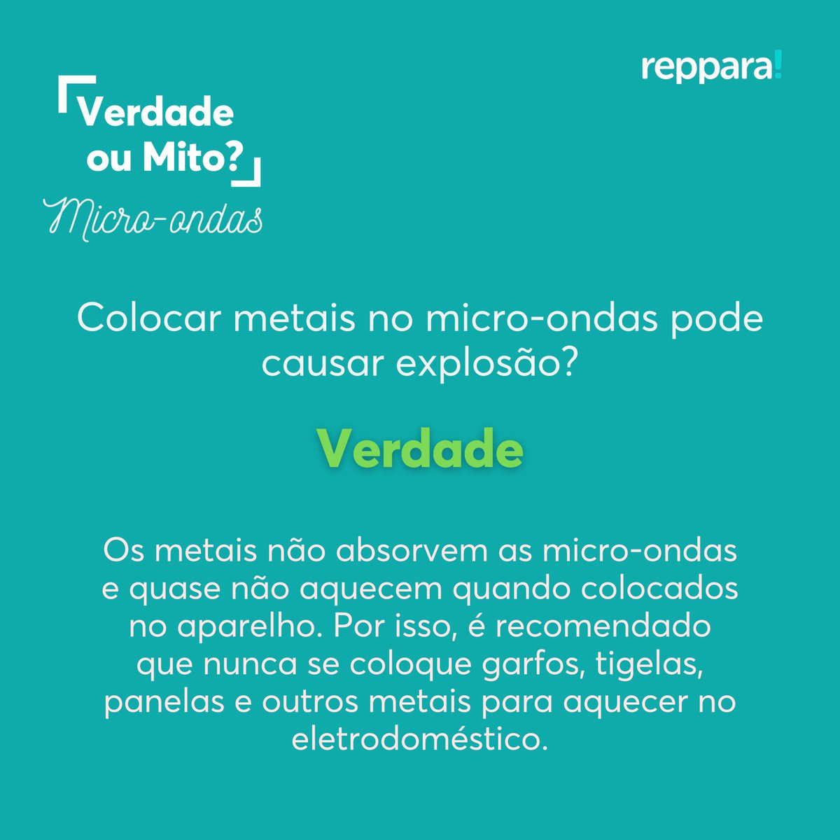 reppara's tweet photo. Hoje é dia de esclarecer alguns mitos e verdades sobre o micro-ondas! Temos certeza de que você já ouviu alguma dessas afirmações. Tem alguma dúvidas sobre o aparelho? Deixe nos comentários! 😉
#reppara #dicasreppara #reparos #consertos #cuidandodasuacasa #eletrodomésticos https://t.co/Uaf6hqdtl9