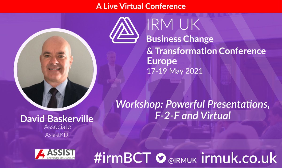 WORKSHOP: How do you make a good presentation into a great presentation? Learn how you can make an impact and deliver an engaging presentation that people will remember. Join us for #irmBCT
View more information here: ow.ly/WhuZ50E2arv