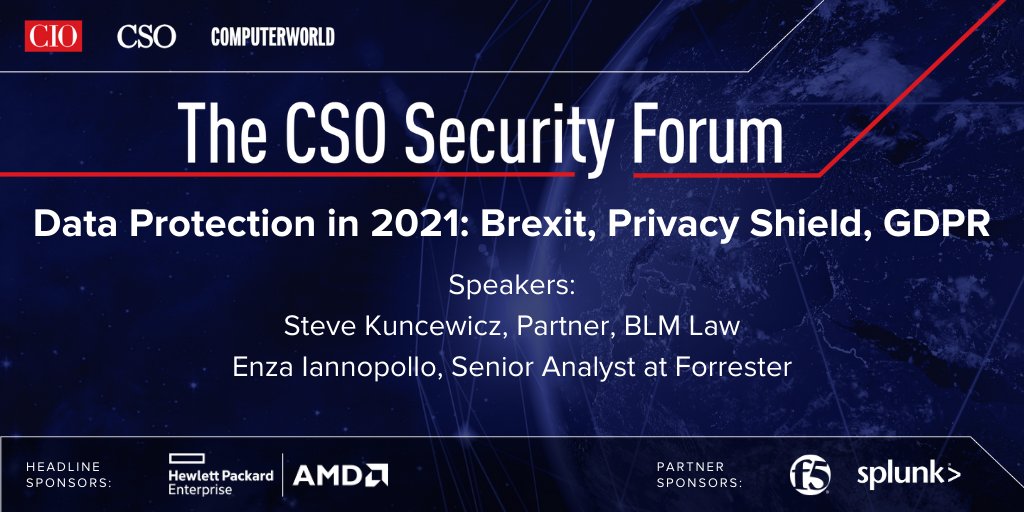 Brexit, privacy shield, GDPR…how can you best navigate what's set to be a complicated year for data protection? Join next week's CSO Security Forum to find out. Register here: buff.ly/3cIngQb #cybersecurity #CISO #CSO