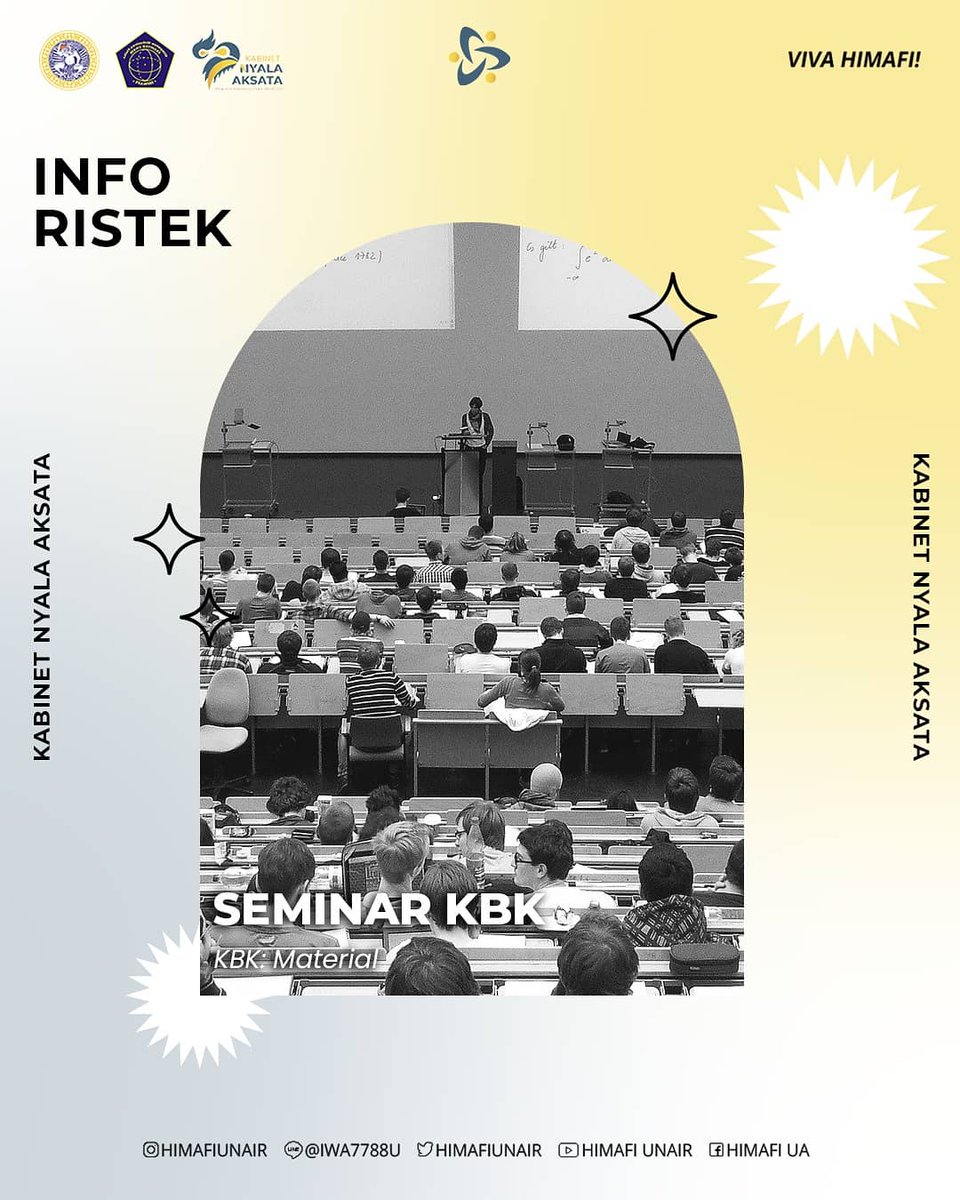 himafiunair's tweet photo. [SEMINAR KBK]
🚀🚀🚀

Haloooo warga HIMAFI! 👋
Buat kalian  yang ingin memantapkan hati seputar memilih Kelompok Bidang Keahlian (KBK), atau masih belum puas dengan pengetahuan KBK yang sudah kalian miliki, kami punya acara bagus nihh buat kalian! https://t.co/6U2E8iyQBL