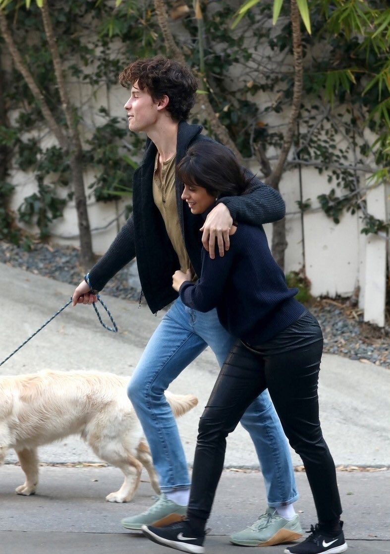Shawn in Los Angeles yesterday with Camila and Tarzan
