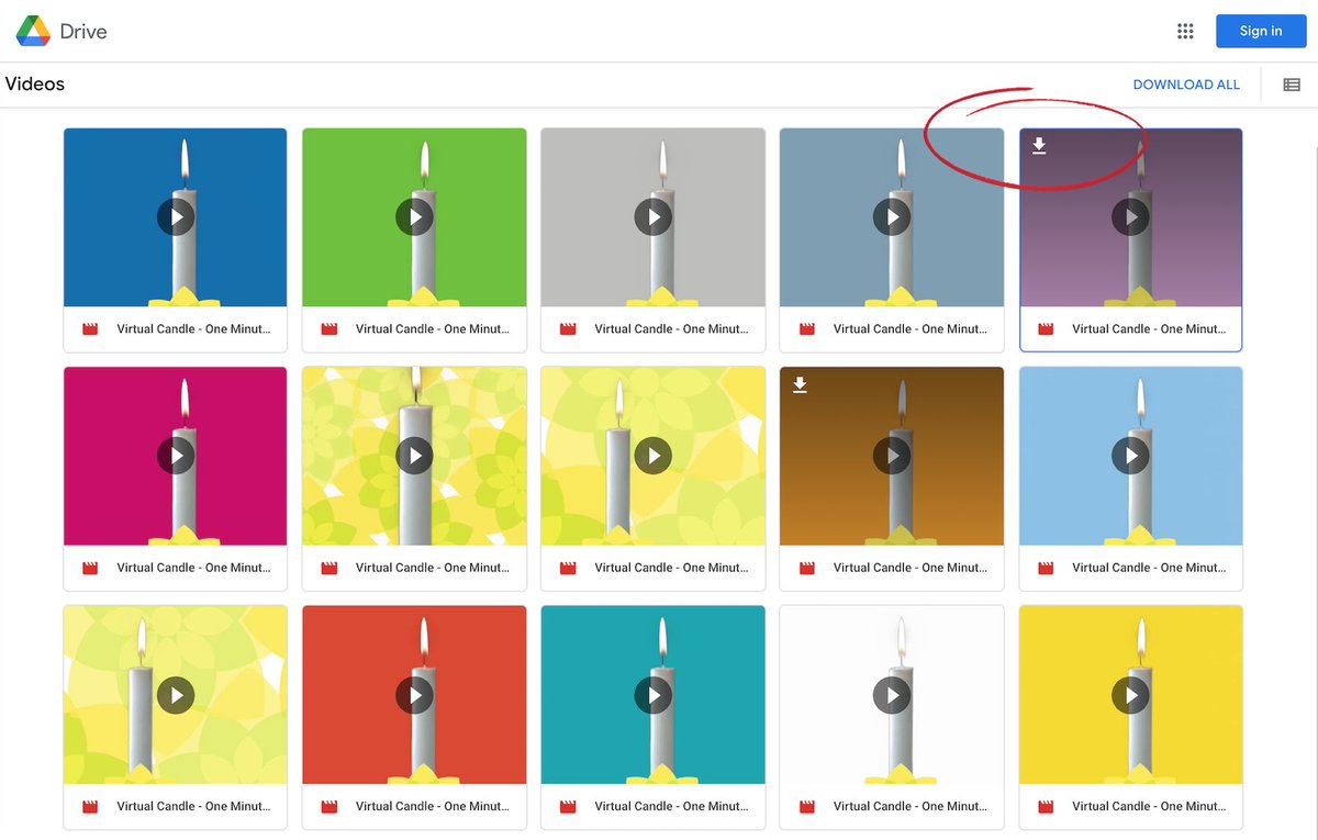 MyWishesApp's tweet photo. Hover your cursor over the candle you would like to download and click the ⬇️ button (example circled in red). The candle will download onto your device

Further details about the #VirtualCandles can be found at https://t.co/FoNnAHzZx9

#Hospice #CareHomes #Bereavement #HPM (4/4) https://t.co/Hij95dCu4I