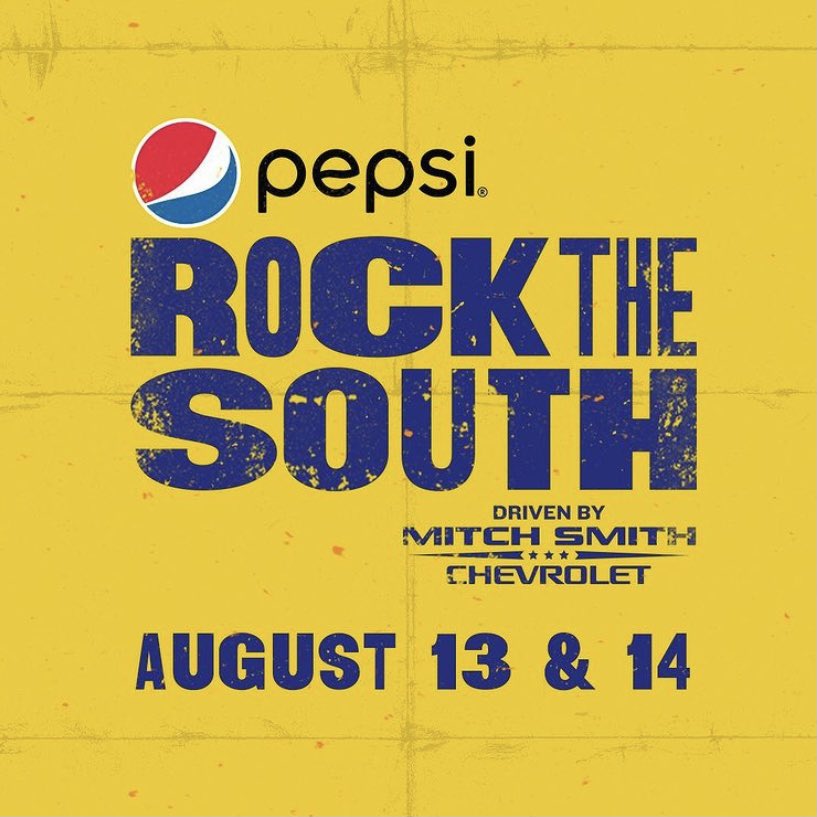 It’s time for the south to ROCK again! See you August 13 &amp; 14! Tag a friend for a chance to win 2 VIP tickets and meet &amp; greet passes! The winner will be announced on Friday. See you soon!
•
#rockthesouth #cullman #alabama #rockthesouth2021 #pepsi #mitchsmithchevrolet