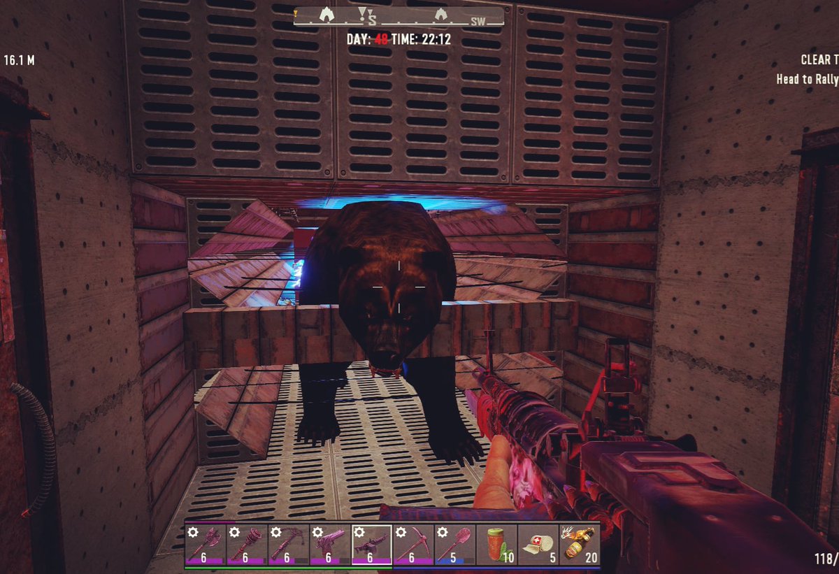 survivewithA_J's tweet photo. Well look who decided to stop by for the Horde Night 🤣🤣 the electric fences did not slow him down one bit 😆
#gaming #gamers #multiplayergaming #7daystodie #7dtd #zombies #hordenight #hordebase https://t.co/x7gvEux7bb