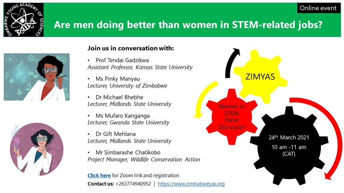 GlobalYAcademy's tweet photo. GYA is happy to announce Zimbabwe Young Academy of Sciences’s webinar 'Are men doing better than women in STEM-related jobs?' 
@ZIM_YAS 
#WomenInSTEM https://t.co/HEHQvKt0lm
