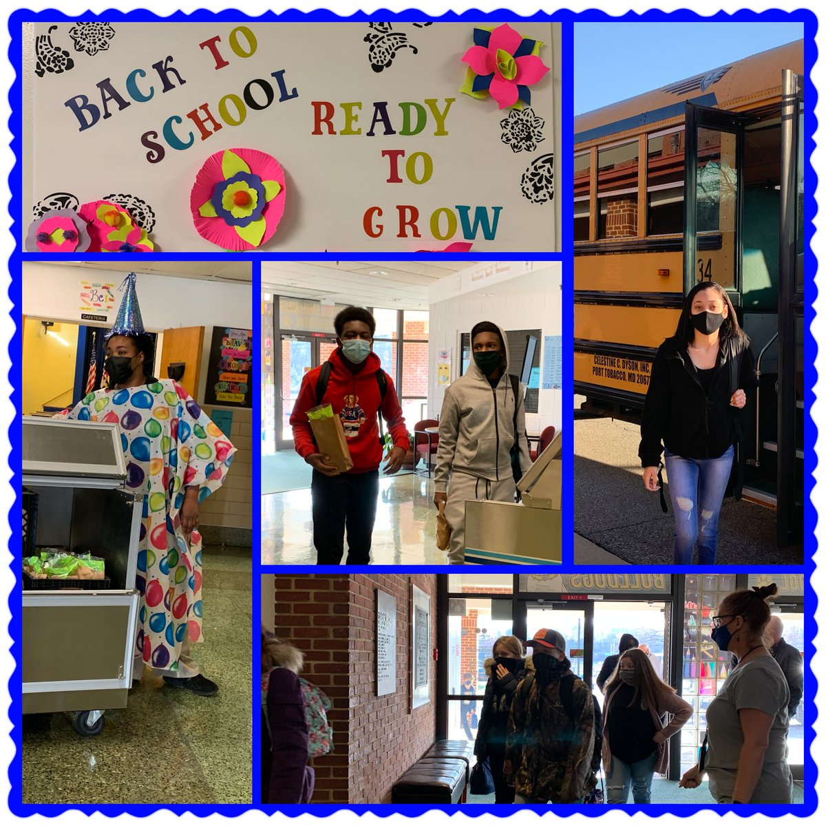 SmallwoodMS's tweet photo. Welcoming students back with excitement! #BulldogSTRONG #readytolearn #smilingunderthemask https://t.co/5RHUFND4rt