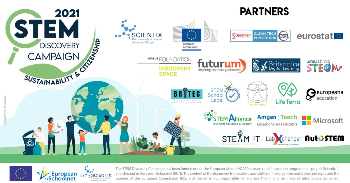 scientix_eu's tweet photo. Become a partner of the 2021 STEM Discovery Campaign: Sustainability &amp; Citizenship! #SDC21
🍃 give immense visibility to your project, school or organisation
🍃 connect with thousands of teachers
🍃 disseminate your activities via #Scientix
Apply 👉  https://t.co/qPVeBYx9OD https://t.co/xaNYNiRITd