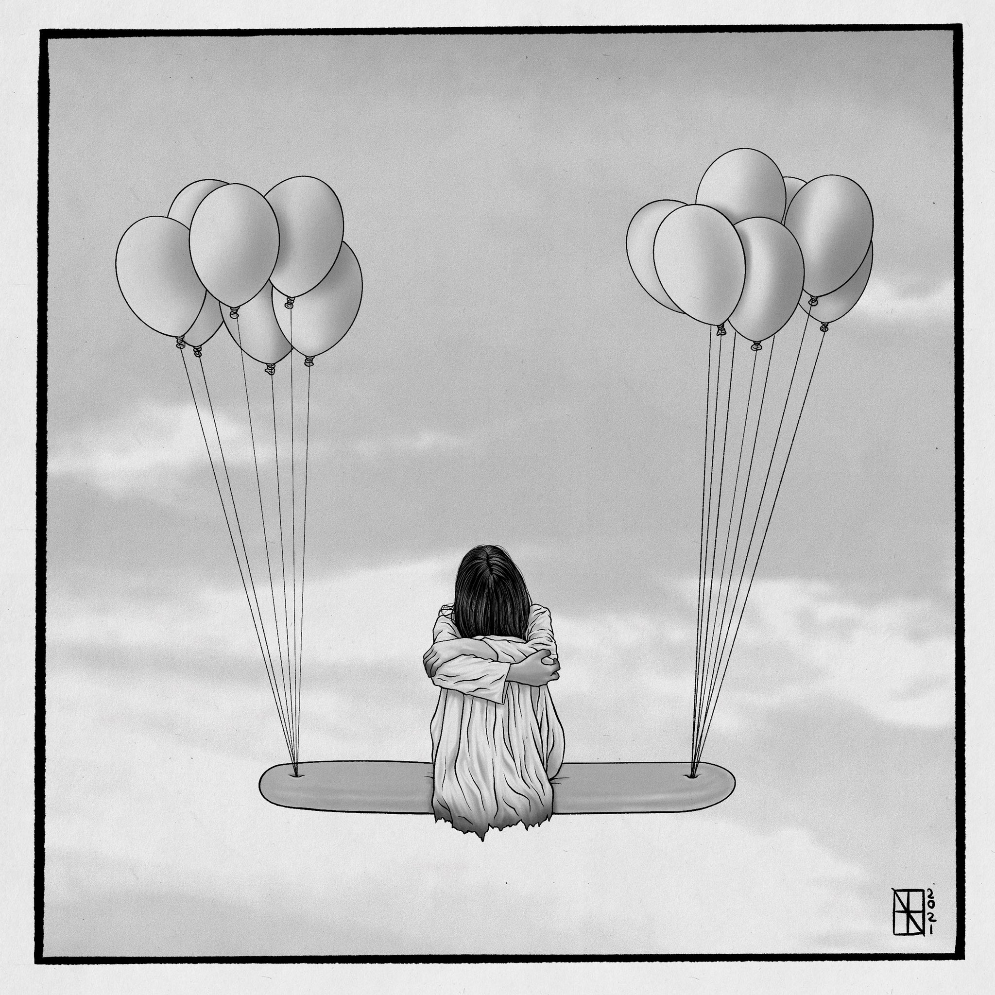 Reni Wong Never Been Closer To Heaven 天国になんか近づいたことはない Illu Loneliness イラスト Graphicnovels Reniwong Emptiness Illustrationart Deepart Lineart Monokrom 漫画 Bandedessinee Drawingmanga