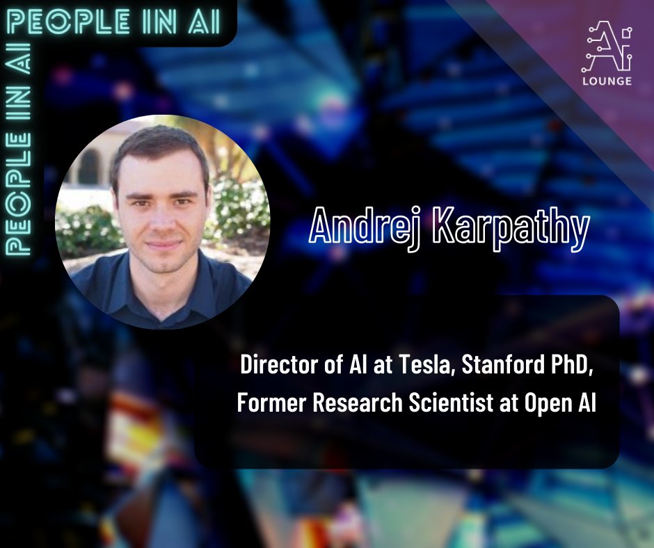 itsailounge's tweet photo. People in AI: Covering Influential people in #AI
He is the Sr. Director of AI at Tesla, where he leads the team responsible 4 all neural networks on the Autopilot. Previously, he was a Research Scientist at OpenAI. Read more here:
Web: https://t.co/7meBQx6C8L
#ML #BigData #train https://t.co/xbI3x9RLEf