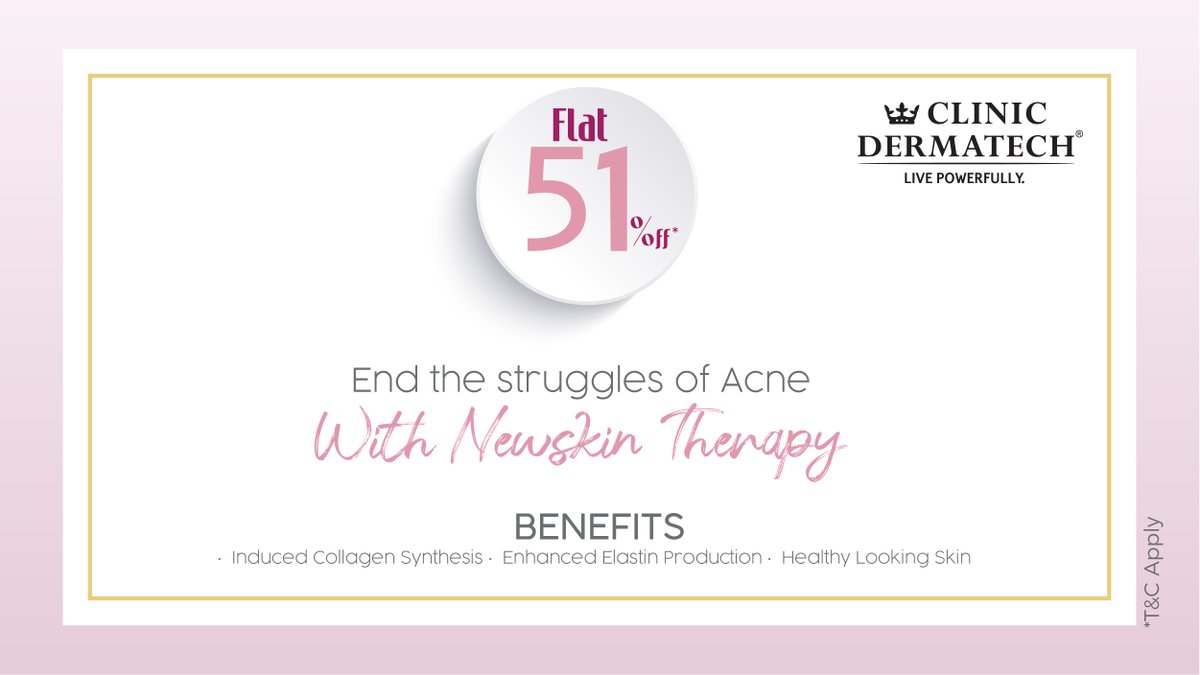 clinic_dermatec's tweet photo. NewSkin Therapy is a revolutionary solution for getting rid of acne. The special formulations of #NewSkinTherapy penetrate deep to improve skin texture and make it look healthier.
Visit: https://t.co/XjTJArGP0v
#LivePowerfully #ClinicDermatech #acnescarcontrol #newskintherapy https://t.co/fMYcBhXtFq