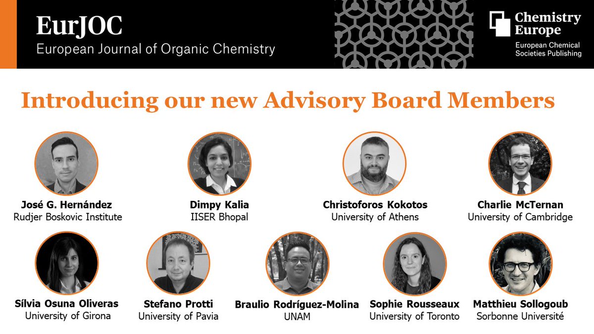 2/2 Thank you very much for joining our board and supporting <a href="/ChemEurope/">Chemistry Europe</a> and EurJOC! 👏👏👏

@JoseGHe30928165 <a href="/KokotosCG/">Kokotos CG Research Group</a> <a href="/CharlieMcTernan/">Charlie McTernan</a> <a href="/silviaosu/">Silvia Osuna</a> <a href="/protti_stefano/">Stefano Protti</a> <a href="/MolinaGroup/">Rodríguez-Molina group</a> @RousseauxGroup @SollogoubM