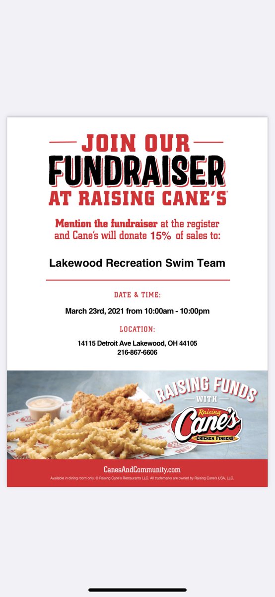 Support LRST tomorrow, March 23rd from 10am-10pm at Raising Cane’s in Lakewood! @Raising_Canes