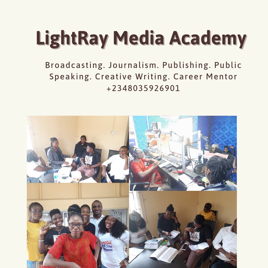 LadyEumukoro's tweet photo. Unveiling the LightRay Media Academy! #LightRayMedia @LightrayM
Courses: Creative Writing (Write a Book &Get Published);
Programming, Presentation, Phonetics & Qualities of a Presenter, Investigative Journalism, Voiceover Artistry, Public Speaking, Radio Biz https://t.co/0bIl6DMFHe
