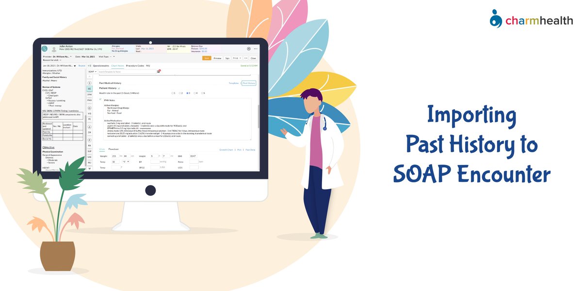 charmhealth's tweet image. #ChARMEHR is excited to announce that now you can import patients&apos; Past Medical History into the #SOAPEncounter. You can either automate the import for every SOAP encounter or do it manually as needed. Learn more - wiki.charmhealth.com/release-notes.…
#WhatsNew #PastMedicalHistory #Import