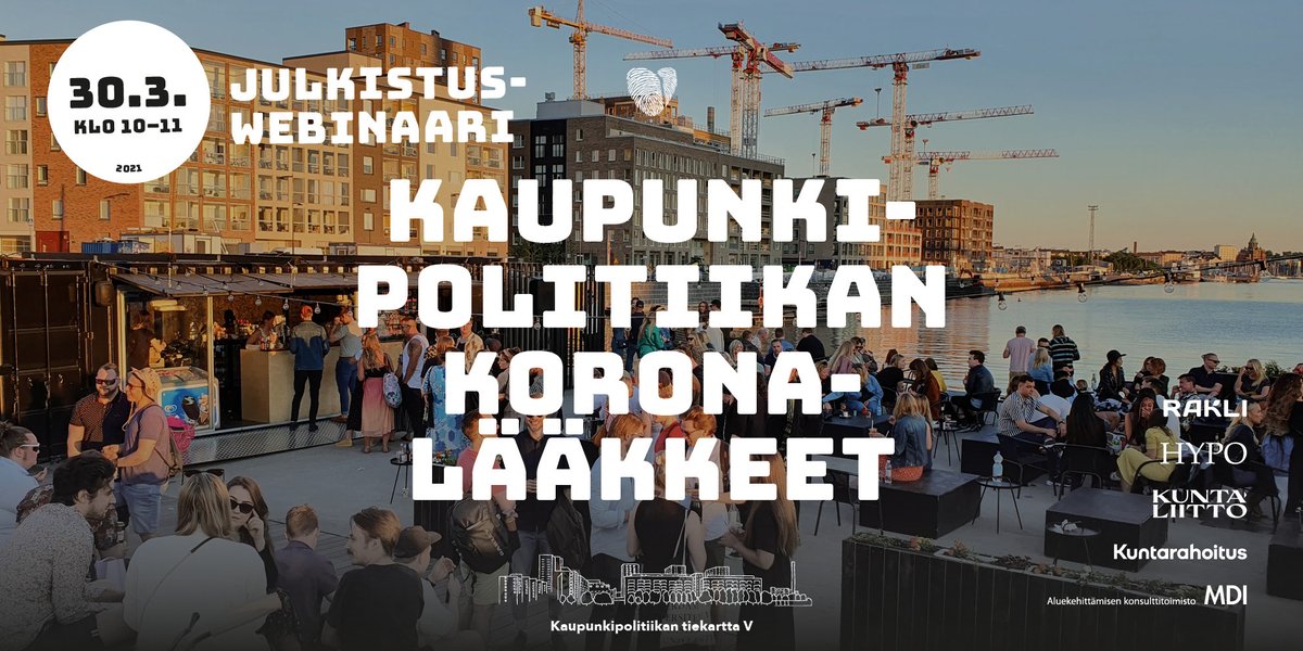 MDIfriends's tweet photo. Webinaarissa 30.3. klo 10 pormestariehdokkaat @AnniSinnemaki @minnaarve ja @LauriLyly keskustelevat koronan jälkeisestä #kaupunkipolitiikka'sta. Julkistamme myös Kaupunkipolitiikan koronalääkkeet -tiekartan👉https://t.co/fgUBIEDvIv @RAKLIry @HypoPankki @Kuntaliitto @Kuntarahoitus https://t.co/yALqIwRkI7