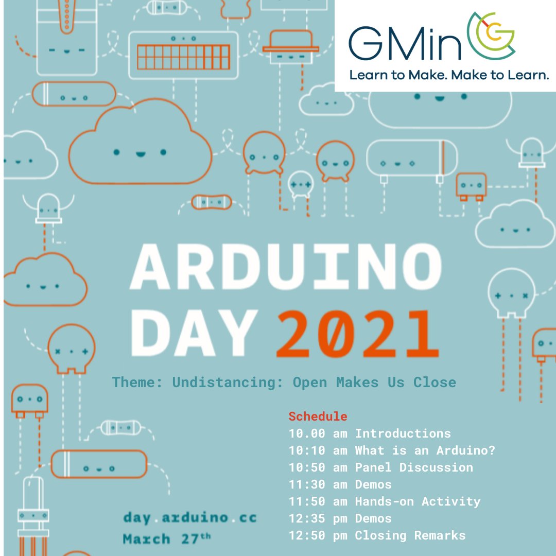 Join us on 27th March, 2021 in celebrating Arduino Day! This is a global celebration of the open-source prototyping platform, @Arduino. 

Time: 10:00 am - 1:00 pm

We hope you are able to join us! Register here: 
us02web.zoom.us/meeting/regist…

#ArduinoD21