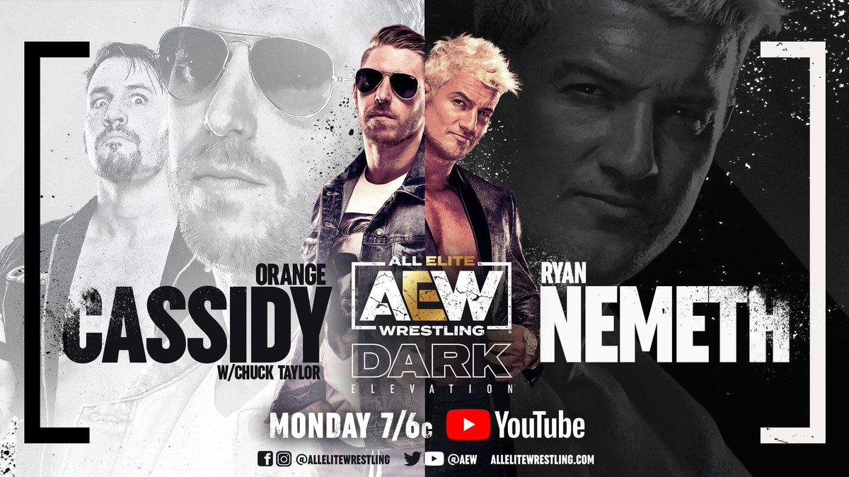 AEW's tweet photo. #AEWDark: Elevation hosted by @PaulWight &amp; @tonyschiavone24 is ALL NEW TONIGHT at 7/6c - https://t.co/lBSV4sbfpB TRIPLE MAIN EVENT!
-@orangecassidy v. #HollywoodHunk Ryan Nemeth
-@LegitLeyla v. @mizunami0324
-@OfficialEGO v. #DarkOrder's 5
-Rising Star profile: Red Velvet https://t.co/f3kFIMjL00