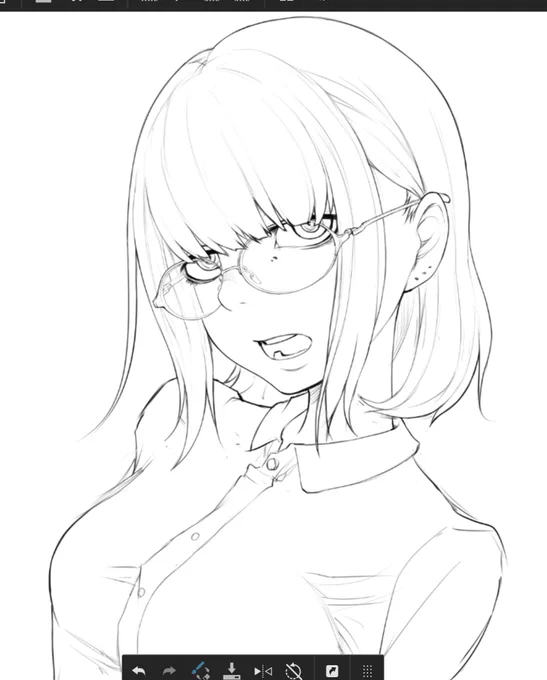メガネ描き足している 