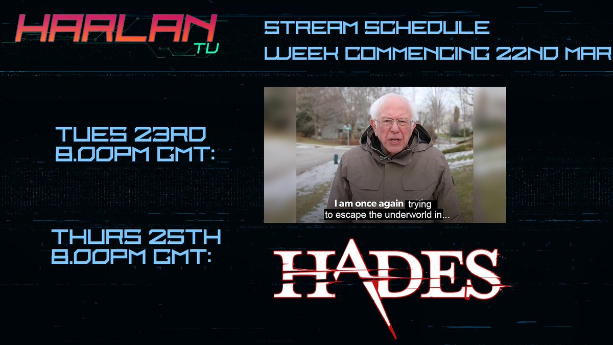 ThisIsHarlanTV's tweet photo. #Stream Schedule!
Well I was hoping it wouldn't get to this but here we are. Stuck on the last boss of Hades! But I'm gonna give it my all and escape this week!
https://t.co/n31s3YNVLP
#EmberGN https://t.co/0xYKXapQc2
