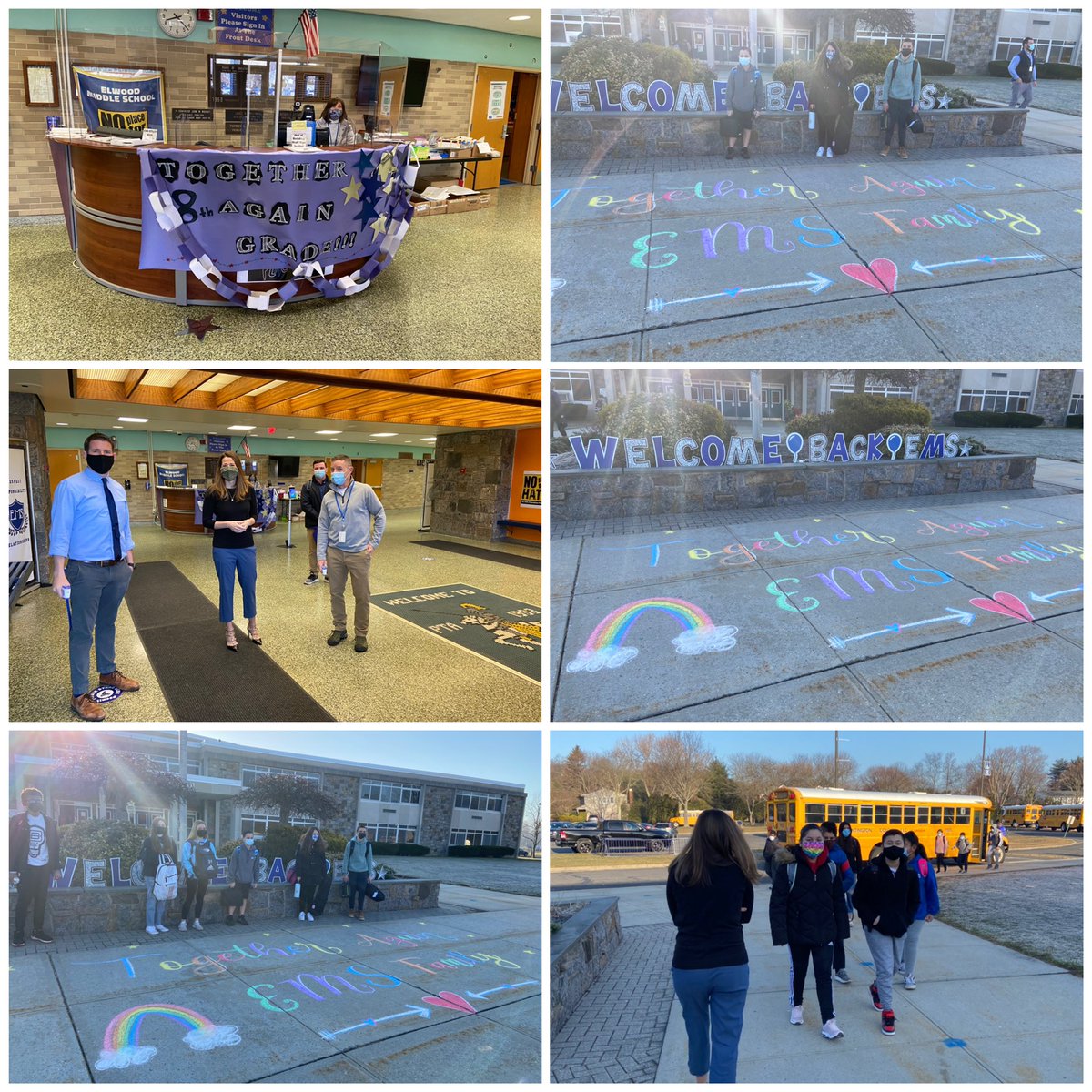 GreatNeck_Super's tweet photo. With the arrival of our 8th graders this morning, EMS now offers a 5 day in person model for all students who elect to participate. A warm welcome thanks to the PTA and our caring faculty and @ElwoodMiddle @mrs_valle_ems #EMSPride https://t.co/6GYoqjGA1O