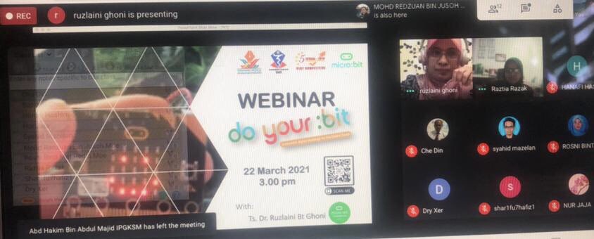 ruzlaini's tweet photo. First webinar on Do your:bit challenge today with teachers from Terengganu.

I will share the recorded video on my youtube channel, soon😍😍

@microbit_edu 
#microbitChampions 
#doyourbitchallenge
#womeninSTEM
#womenintech https://t.co/wBrntm3Rv5