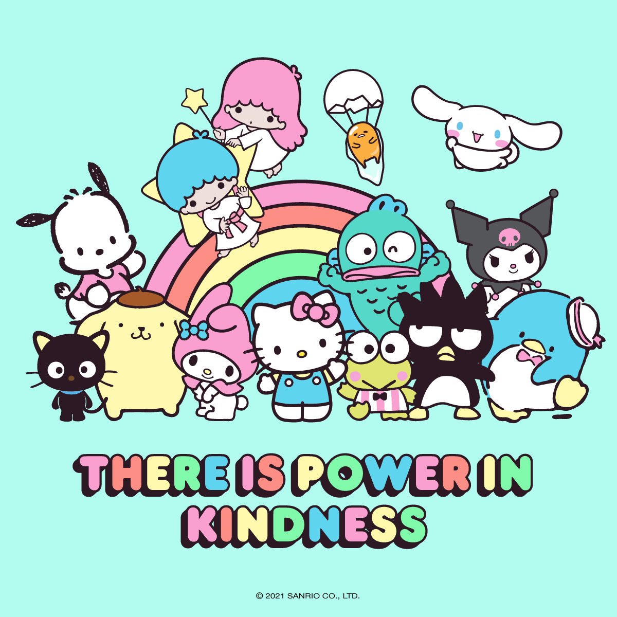 sanrio's tweet photo. There Is Power In Kindness 🌈 💖 A reminder to always be kind to others and to yourself, too. https://t.co/jXgo5wRPzX
