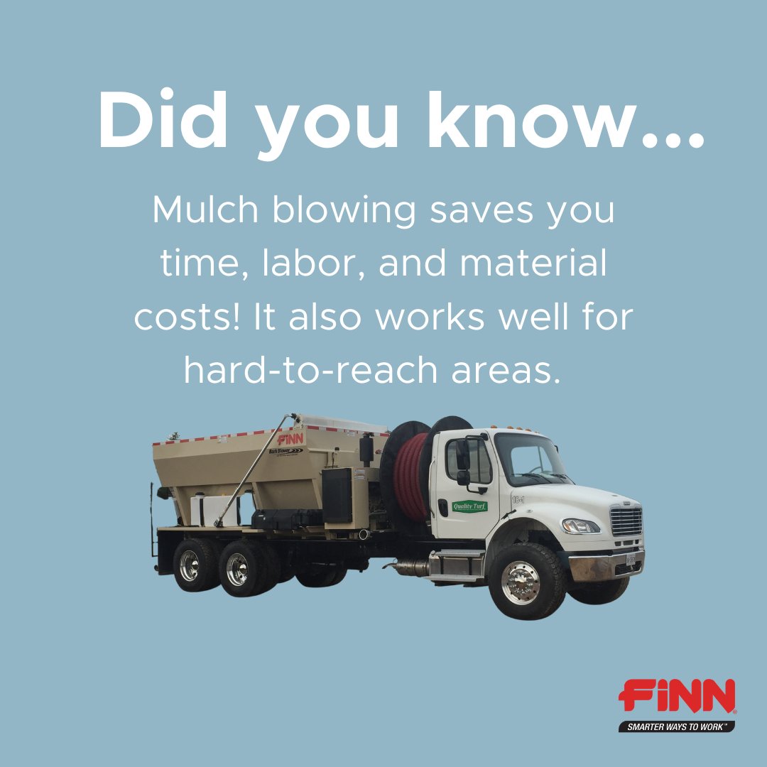 FinnCorporation's tweet photo. Mulch blowing saves you time, labor, and material costs! It also works well for hard-to-reach areas. Learn more about our material blowers here:
https://t.co/8PjhqowXNJ

#materialblower #CoverSomeGround #SmarterWaysToWork https://t.co/cQSTPYatM0