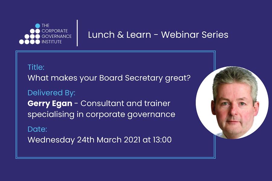 CorpGovInst's tweet photo. Our Lunch & Learn free webinar series continues this week on the topic of 'What makes your Board Secretary great?' You can register for the webinar here https://t.co/yBCZHXQe4I
#corporategovernance #boardsecretary #freewebinar https://t.co/0weNBpmraB