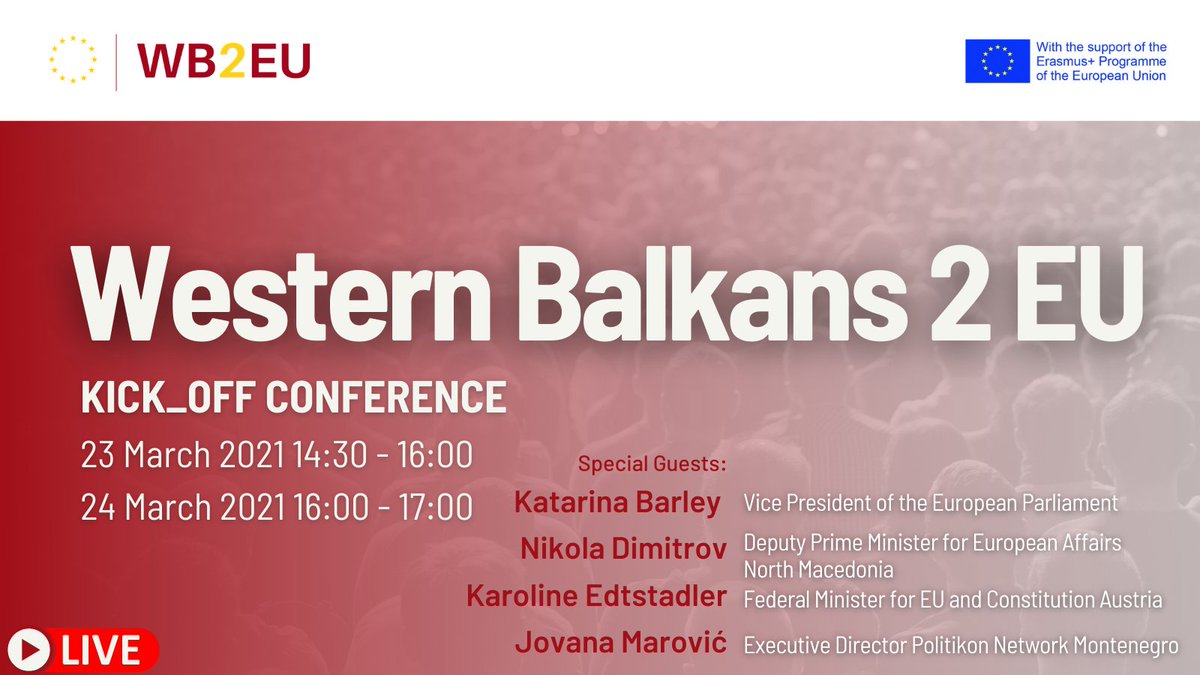 Morgen startet mit einer Panel Diskussion zum Thema Rechtsstaatlichkeit das EU-Projekt „Western Balkans 2 EU“. Seid live dabei! #WB2EU wb2eu.eu/?p=465