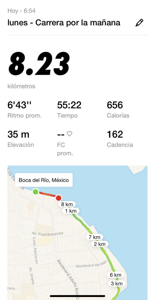 aponcec0669's tweet photo. 8 km en zona regenerativa @MeEncantaCorrer Que sea buen lunes y excelente semana #Runners #DistritoBoca https://t.co/52e96QfxBF