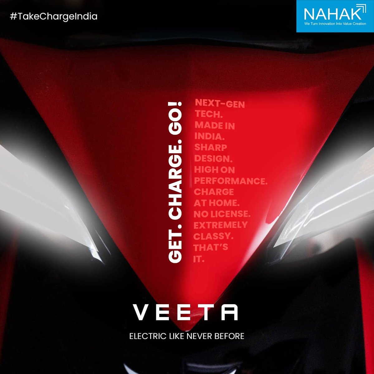 GroupNahak's tweet photo. It's everything you could ask for and nothing you've ever imagined!

Nahak brings you the best of electric conveyance. Proudly designed &amp; manufacture in India. 

Give it a test ride today!🛵

#Veeta #electricscooter #nahakmotors  #goelectric #rideelectric #india #electricvehicle https://t.co/Z0upv7JRN7