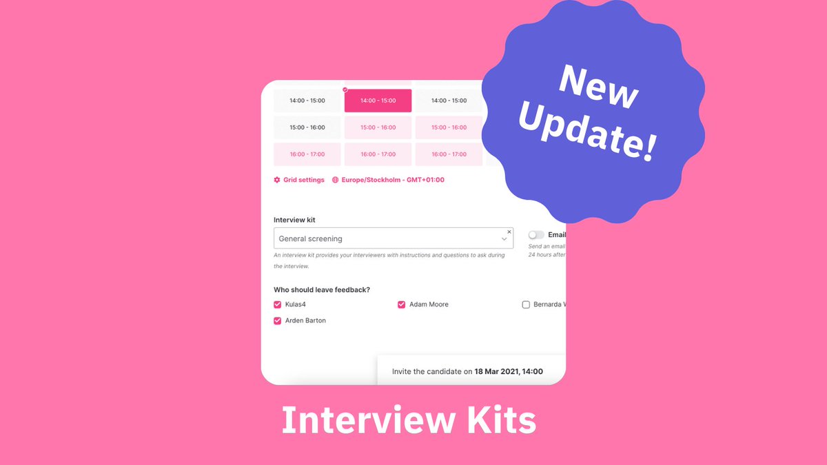 teamtailor's tweet photo. You can now ask interviewers to give feedback on a candidate interview during or after the meeting! Choose from any interview kit and not just interview kits from the current job 🌟 https://t.co/eporjsBt9l
#MondayMotivation #Recruitment #HRTech #InterviewKit https://t.co/gY5z0HRsAe