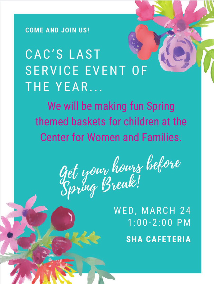 ShaClubs's tweet photo. The last CAC service event is this Wednesday! We’d love to see you there ���️ https://t.co/WbuiemWWu0
