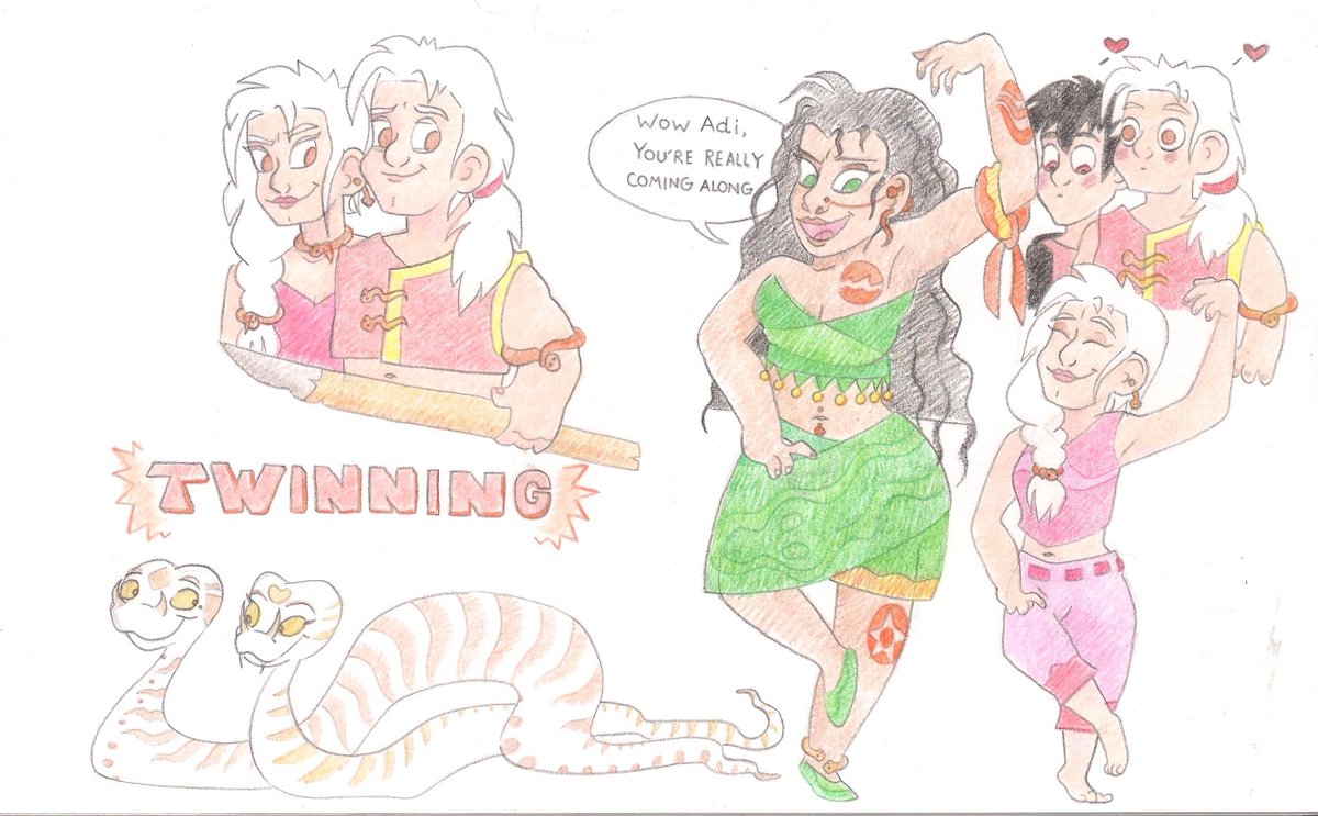 raccoons_dead's tweet photo. So this will be my last round of fanart for awhile inspired by the #kieshara series @AtwaterRhodes! The viper twins #ailbhe and #adelina (whom I ADORE!) Bonus #aisha #hawksong #zanecobriana #gaboonviper https://t.co/tcwSpFgtXe