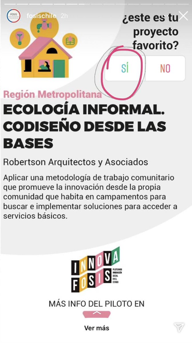 Con ECOLOGIA INFORMAL - CODISEÑO DESDE LAS BASES somos finalistas concurso INNOVA <a href="/FOSIS_Chile/">FOSIS</a>  2021! Provisión de servicios básicos en campamentos a traves co-diseño y co-construcción.

Vean la propuesta y ayuden con su VOTO - solo hoy 22 de Marzo!

instagram.com/stories/fosisc…
