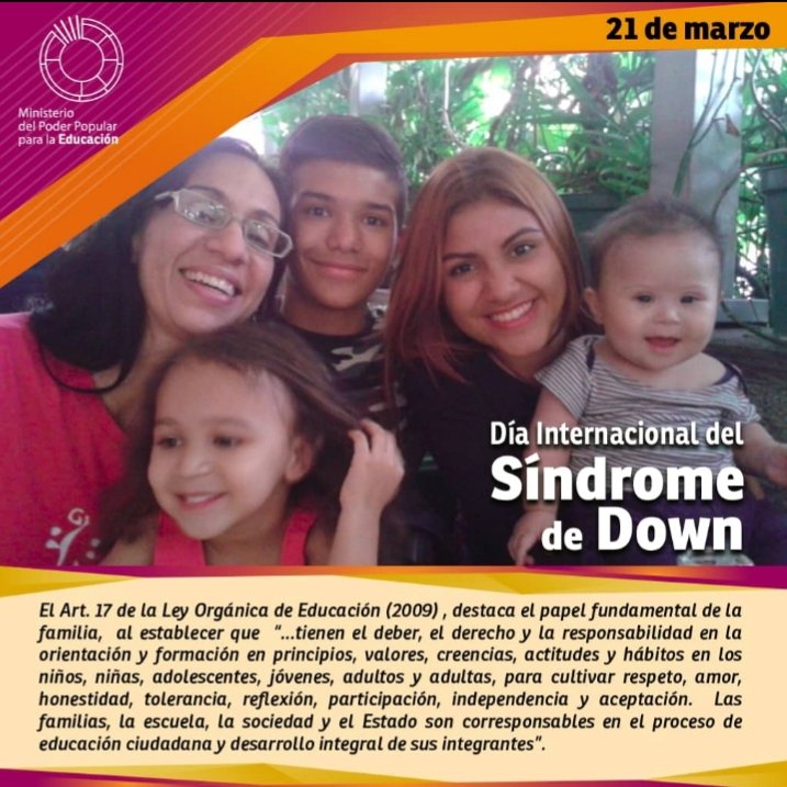 CENDA conmemora Día del Síndrome Down  21 de Marzo Dios Los Bendiga.<a href="/DrodriguezVen/">Delcy Rodríguez</a> @itacagabinete <a href="/MunicipioSC/">SalaSanCristóbalZET</a> <a href="/jaureguic72015/">SupervisiónMPPE</a> <a href="/charlychaves/">Charly Rojas Chaves</a>