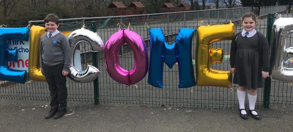 GilnahirkP's tweet photo. A big thanks to the Parents' Association for the 'balloons welcome' back to GPS. It was brilliant to see all the pupils back in school today https://t.co/TscuHyUntz