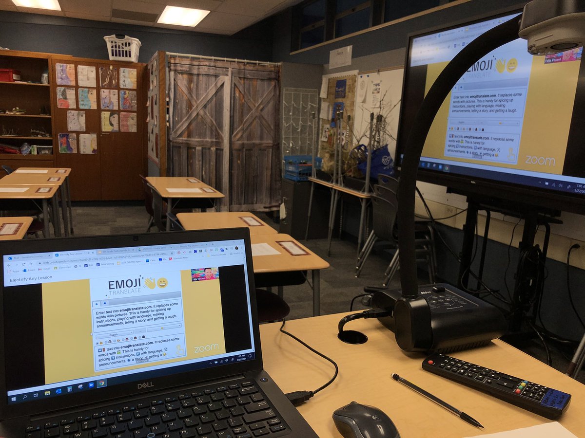 Mrs_Beadencup's tweet image. Checking out @tonyvincent’s #ElectrifyAnyLesson Cue session from the other day. Not enough hours in the day to teach, learn, and live. So, I am multitasking before school! Also, emojitranslate.com is going to be my new fav thing 😂#SpringCUE21