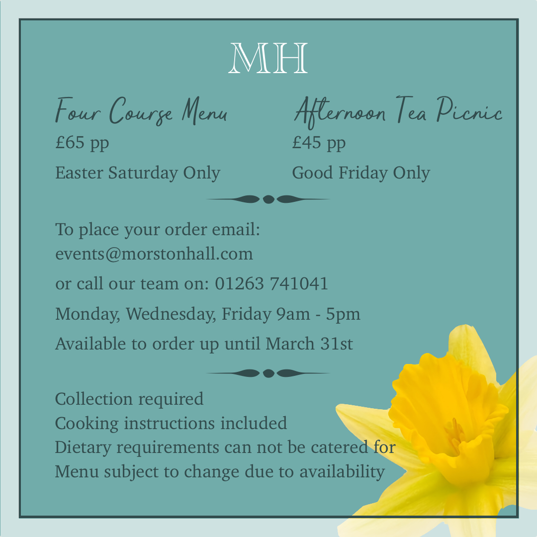 Available to book now! Check out our takeaway options from @ChefGalton and the Morston Hall Team for the Easter weekend. #takeaway #easter #michelinStar #northNorfolk