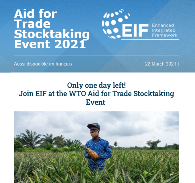 EIF4LDCs's tweet photo. ⚡Happening tomorrow!⚡ 

The WTO’s #Aid4Trade Stocktaking Event is an opportunity to assess the impacts of the #Covid19 pandemic on trade in developing countries! 

We must prioritise funding for the future on the path to trade recovery!

▶️https://t.co/MWsdnXa8UE
#InvestInTrade https://t.co/0BHuhs9sLR