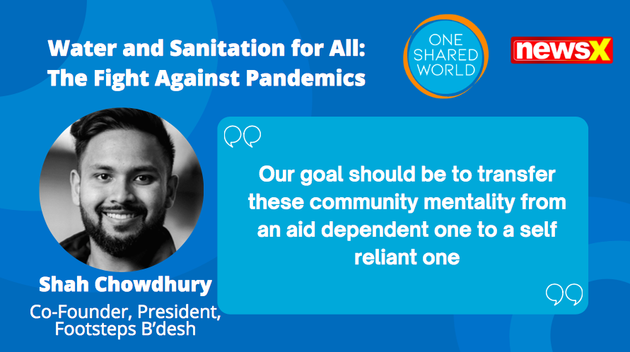 NewsX's tweet photo. #WASHPAP | Our goal should be to transfer these community mentality from an aid dependent one to a self reliant one: Shah Chowdhury, Co-Founder, President, Footsteps B’desh on 'Water and Sanitation for All: The Fight Against Pandemics'
@OneSharedWorld https://t.co/y2kVJyxasj