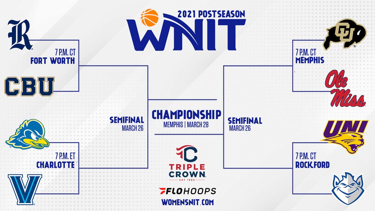 #GameDay | Four Regional Championships and spots in the #WNIT semifinals up for grabs tonight! 

🏆Charlotte, NC
🏆Fort Worth, TX
🏆Memphis, TN
🏆Rockford, IL